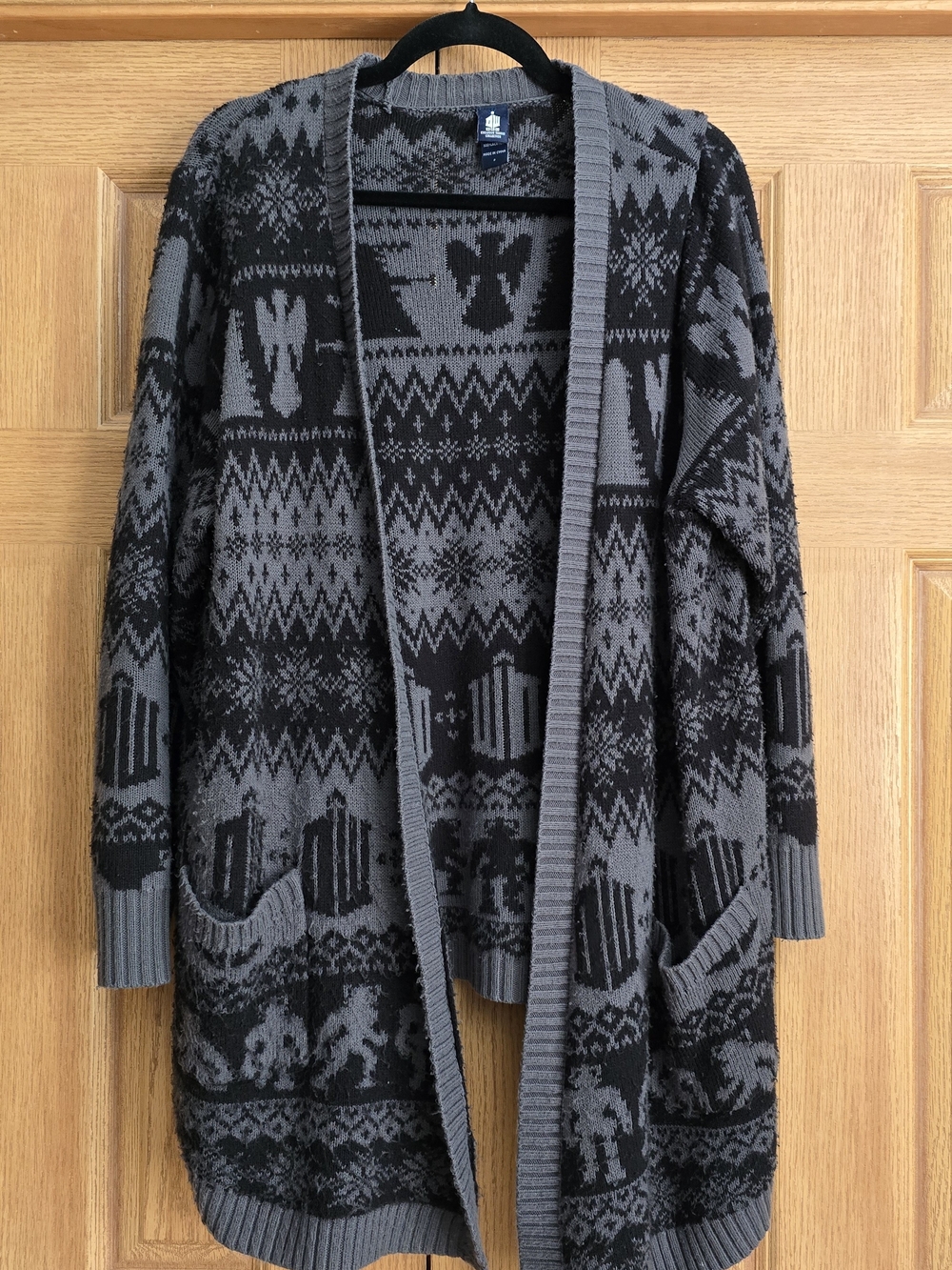 Doctor Who Black & Gray Patterned Open Cardigan